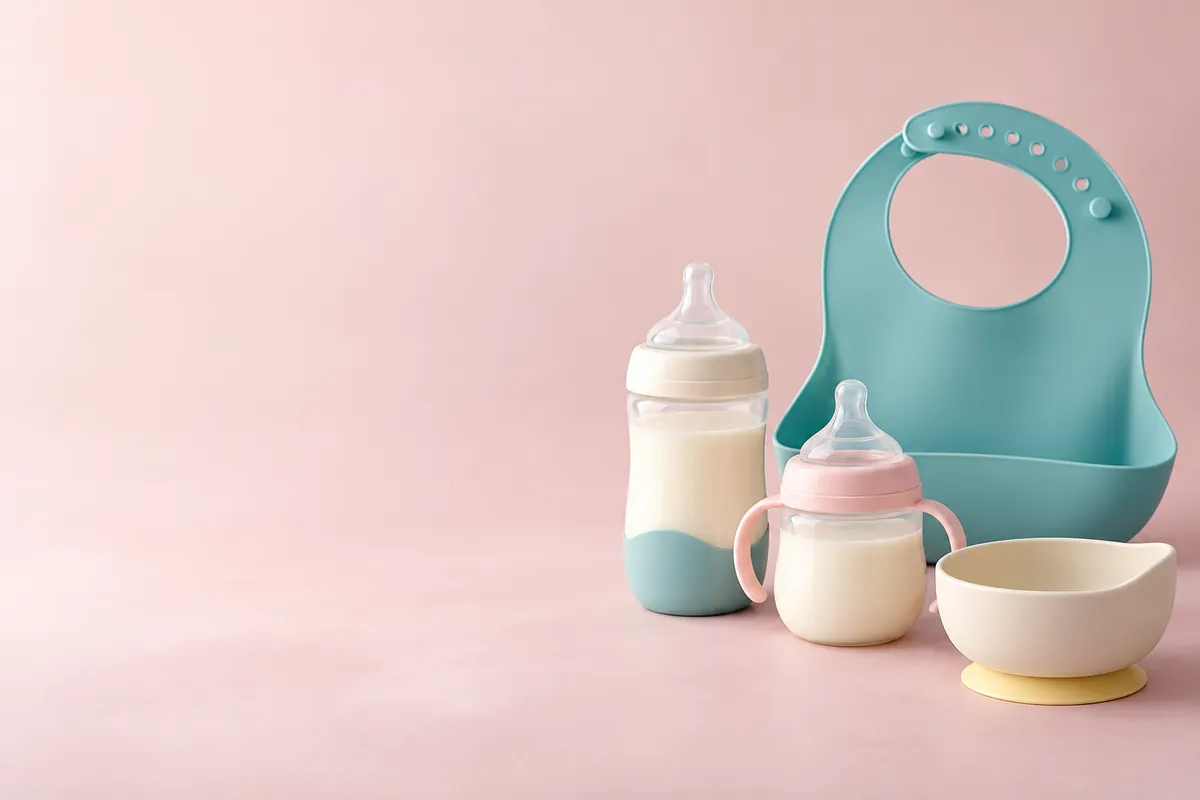 Pastel biberonlar ve silikon önlük