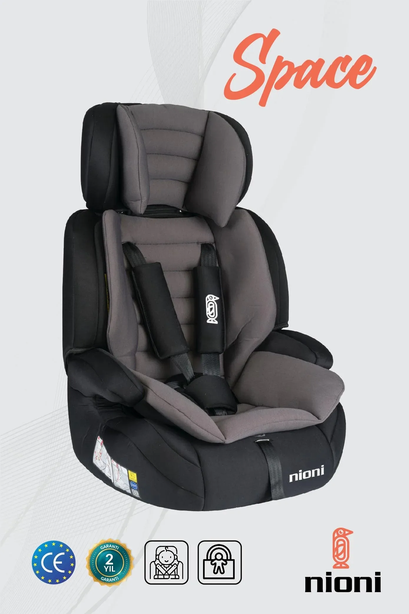 Nioni Space Gri 9-36 Oto Koltuğu