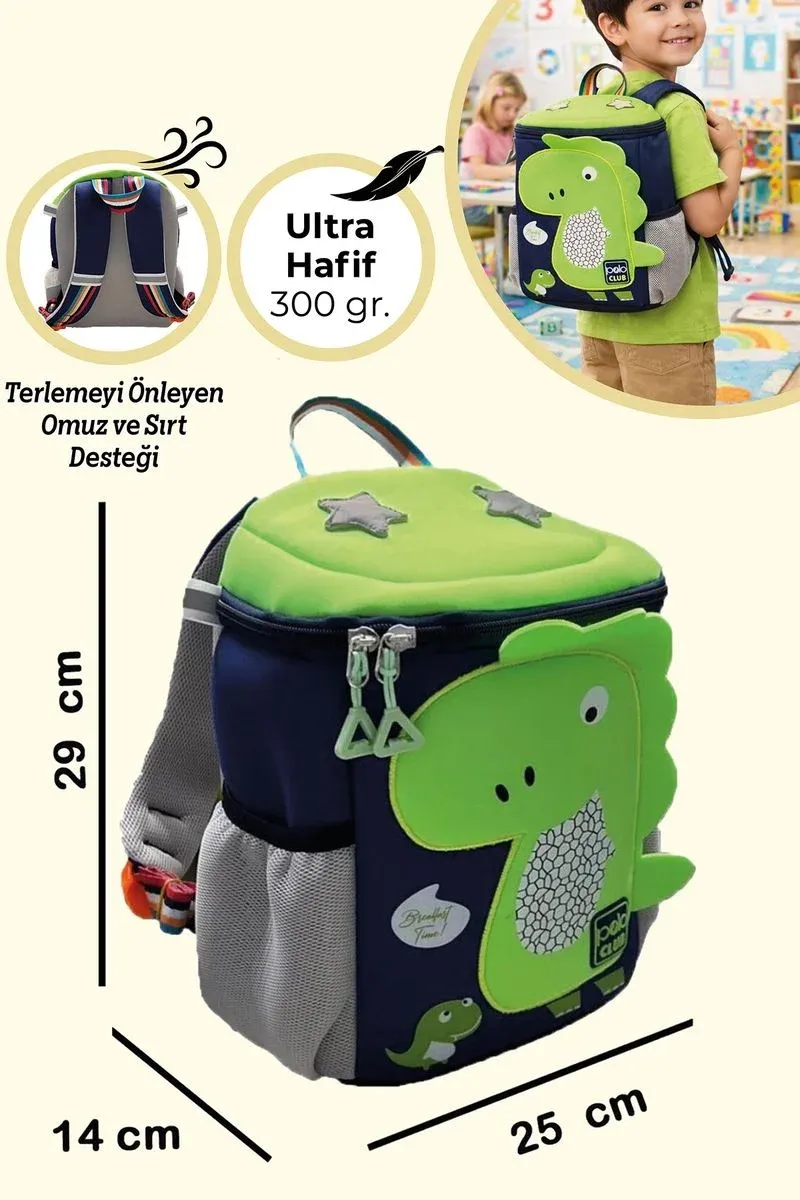 Nioni Dino Dinazor Figürlü Çocuk Çantası Yeşil