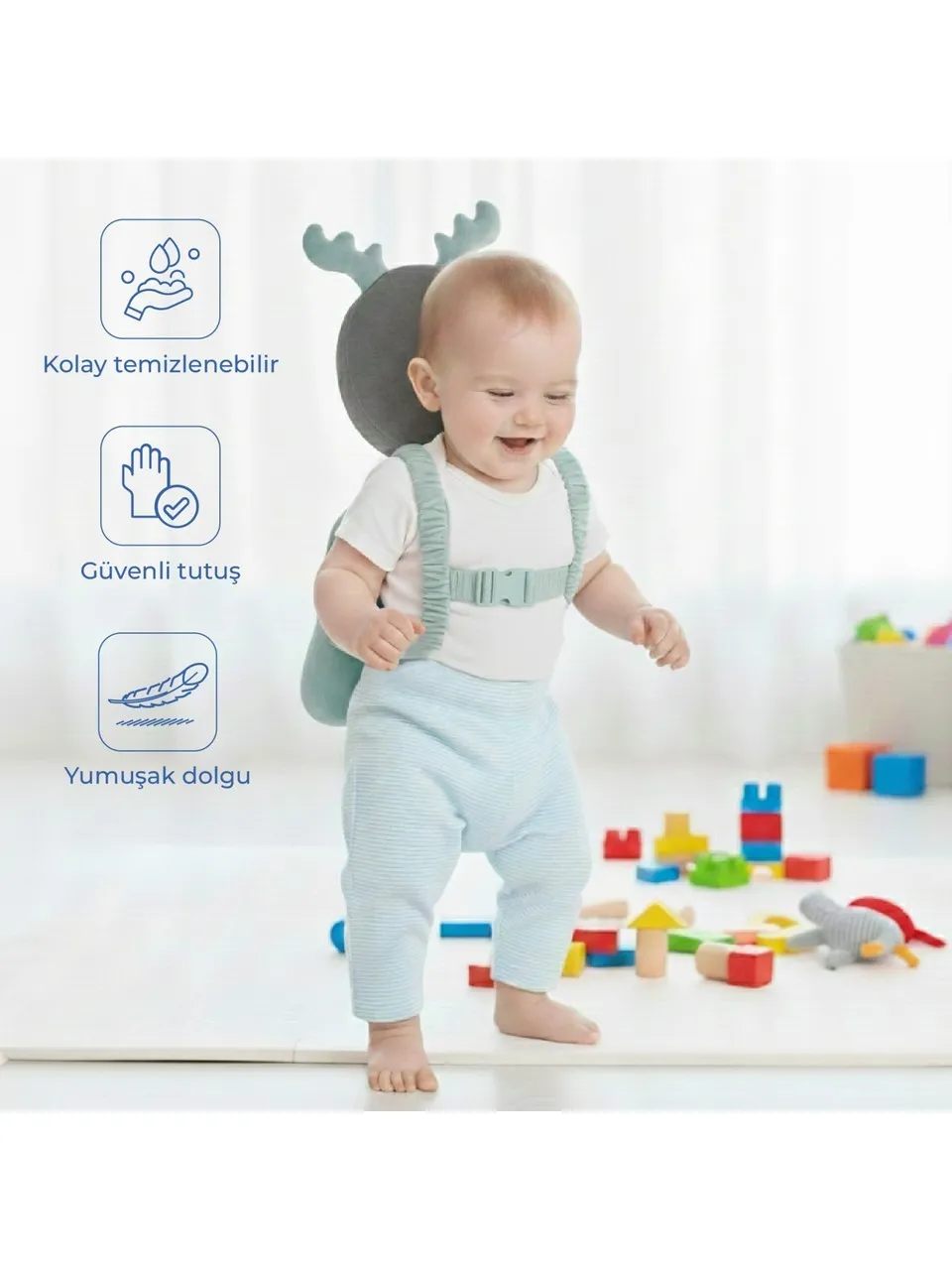 Babyjem 527 Bebek Kafa Koruma Yastığı Yeşil Kadife