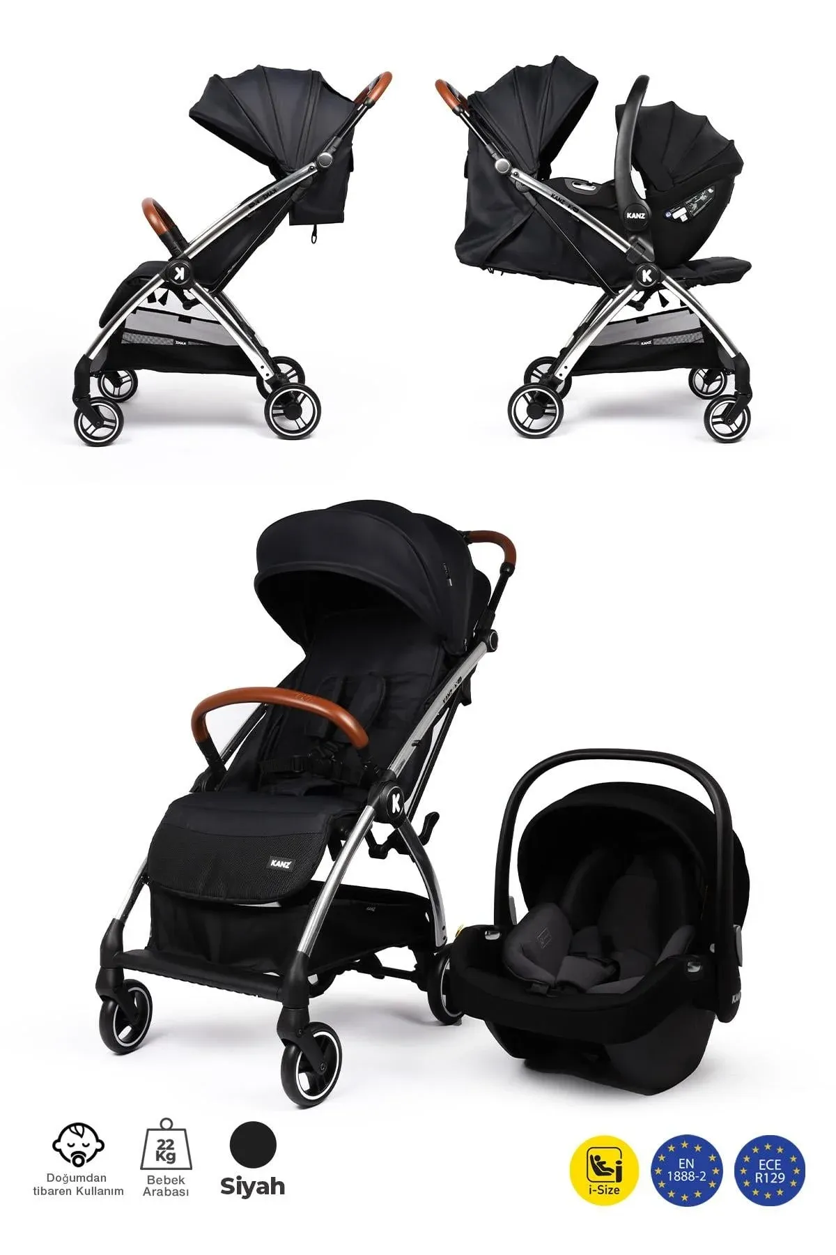 KANZ Xflip Autofold Travel Sistem Bebek Arabası Deeply Black