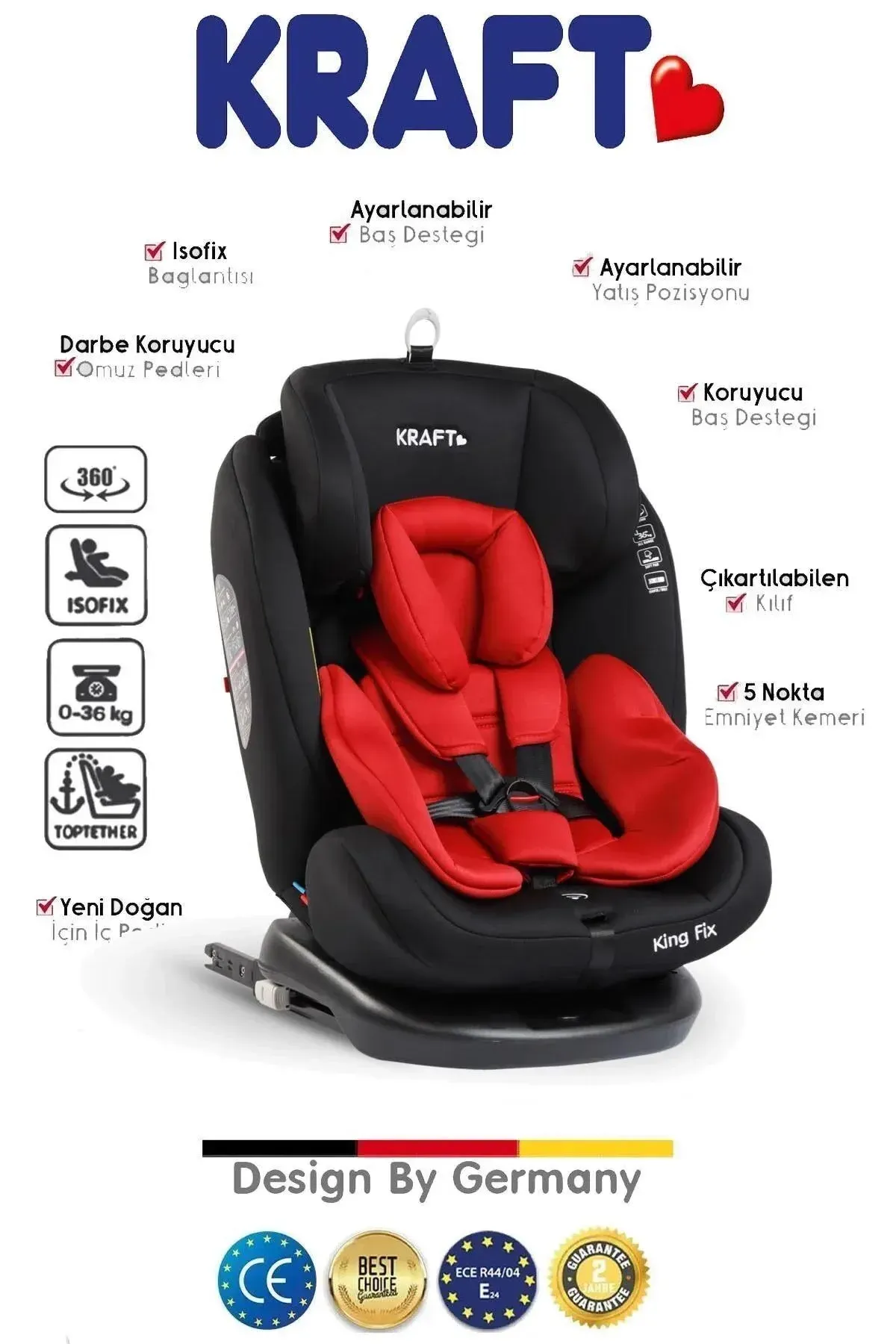 Kraft Kıng Fix Red Oto Koltuğu